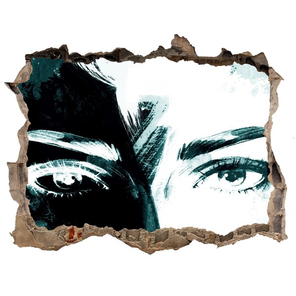 Samolepící díra zeď 3D Oči v betóne