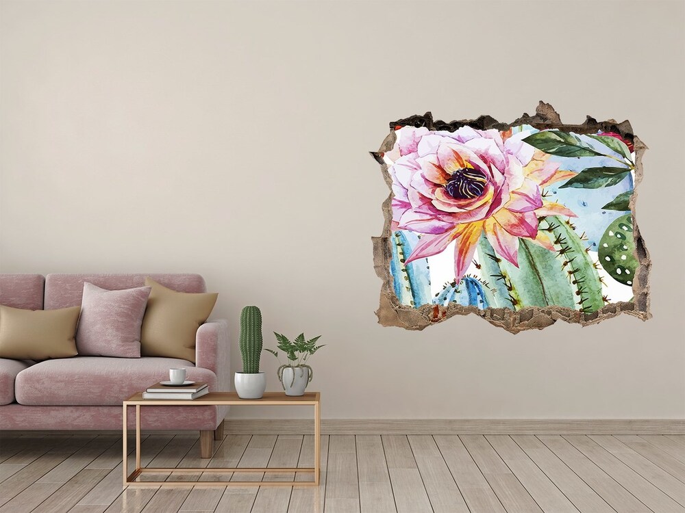 3D díra nálepka Kaktusy a kvety
