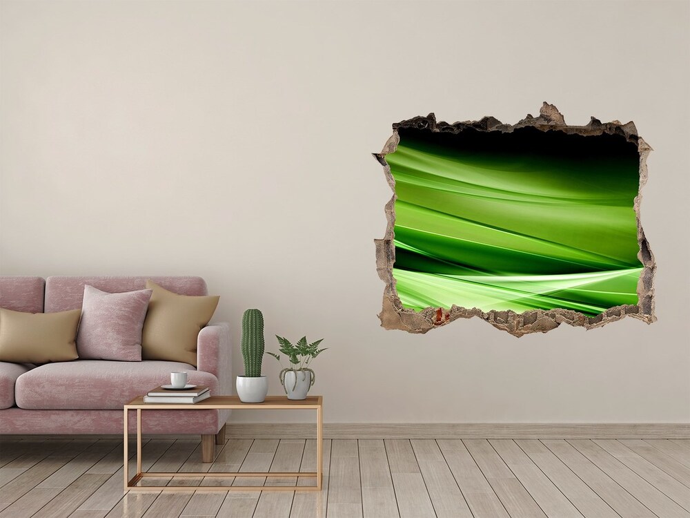 Samolepící díra zeď 3D Zelenej vlny pozadie
