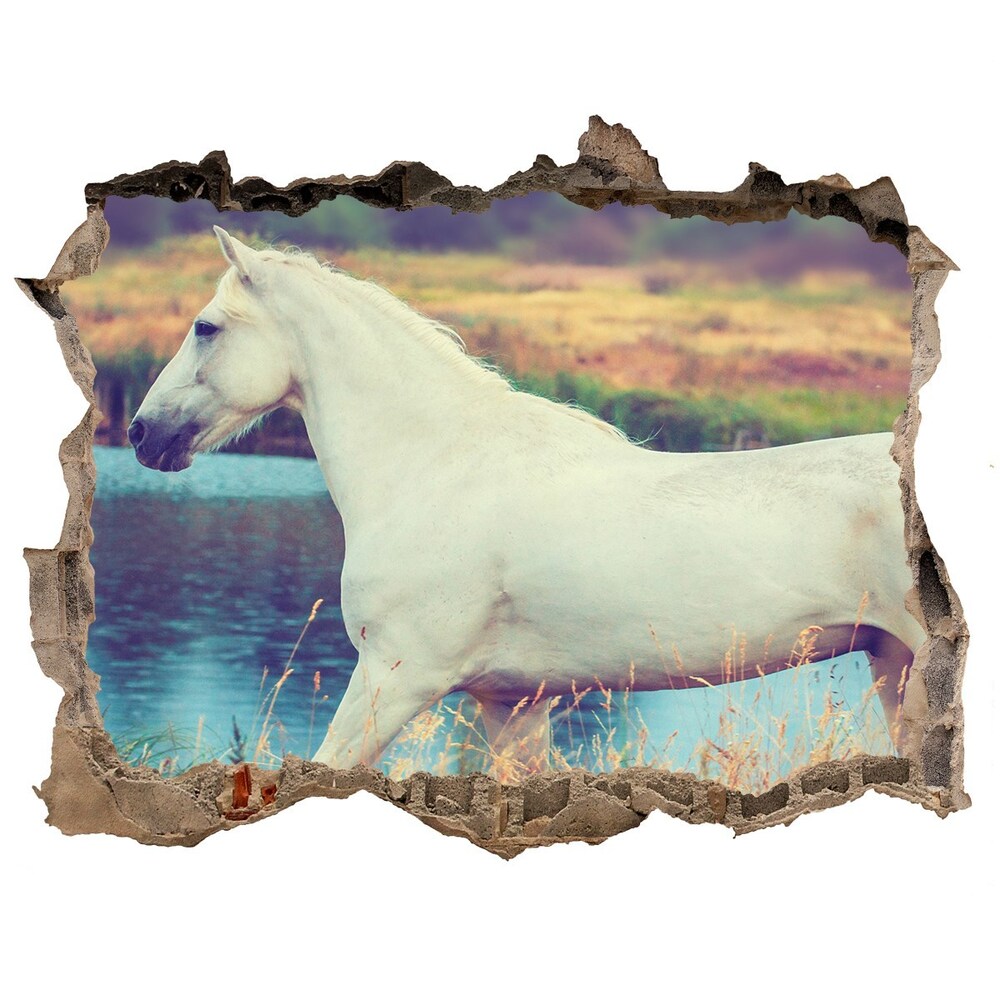 Díra 3D fototapeta nálepka White horse lake