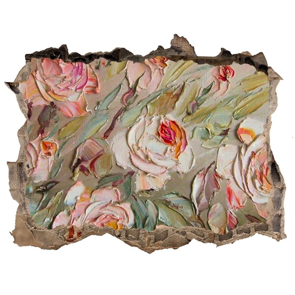 Samolepící díra nálepka beton Kvetinová záhrada v zničenej stene