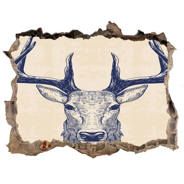 Díra 3D fototapeta na stěnu Pohybujúci sa jeleň v diere v stene