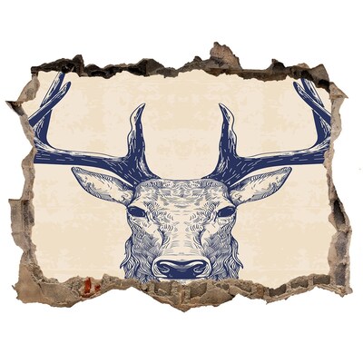 Díra 3D fototapeta na stěnu Pohybujúci sa jeleň v diere v stene