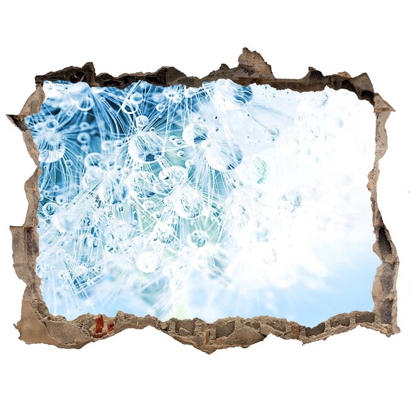 Samolepící díra zeď 3D Púpavy v modrom