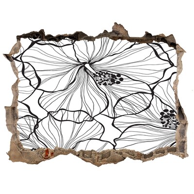 3D díra na zeď Kvetinový motív Diera v stene