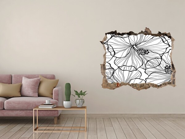 3D díra na zeď Kvetinový motív Diera v stene