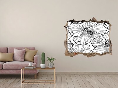 3D díra na zeď Kvetinový motív Diera v stene