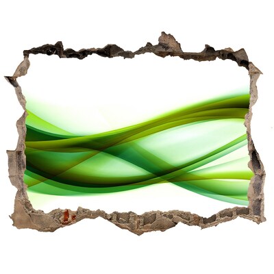 Samolepící díra zeď 3D Zelená vlna v diere v stene