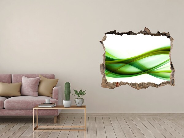 Samolepící díra zeď 3D Zelená vlna v diere v stene