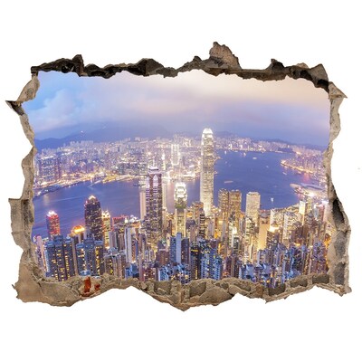 Fototapeta díra na zeď 3D Hong kong panoráma
