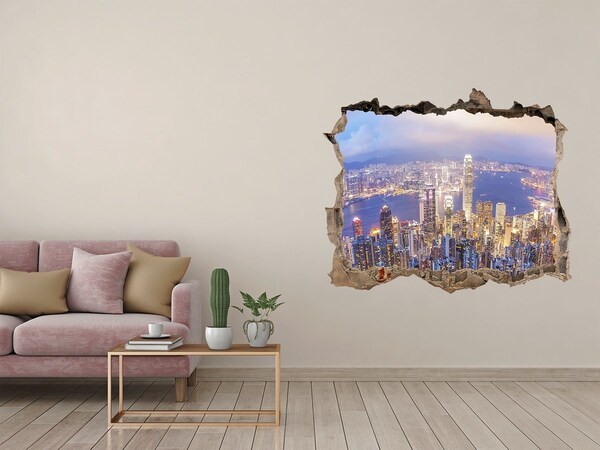 Fototapeta díra na zeď 3D Hong kong panoráma