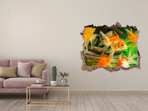 Díra 3D foto tapeta nálepka Zlaté rybky v podmorskom svete