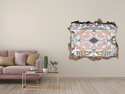 Fotoobraz díra na stěnu Opotrebovaná podlaha s farebnými dlaždicami