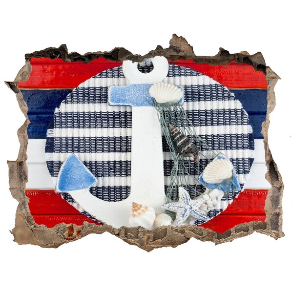 Samolepící díra zeď 3D Morské dobrodružstvo s mušľami