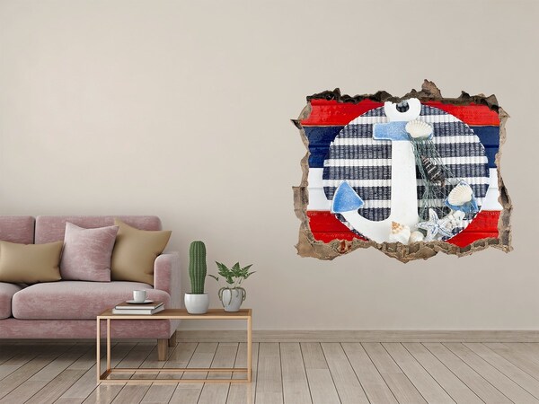 Samolepící díra zeď 3D Morské dobrodružstvo s mušľami