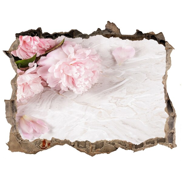 Samolepící díra nálepka beton Kvety v rozpadajúcej sa stene