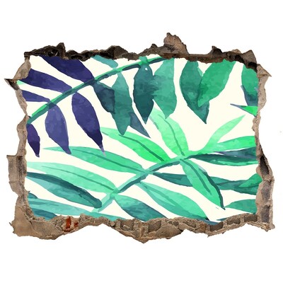 3D díra na zeď Tropické listy