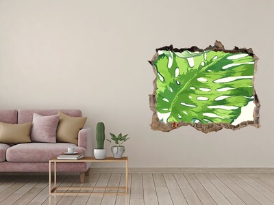 3D díra na zeď Tropické listy