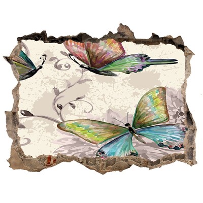 Díra 3D foto tapeta nálepka Motýle a kvety