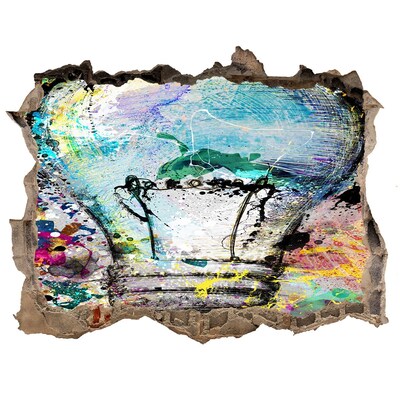 Samolepící díra na stěnu nálepka Poškodená stena s lampou