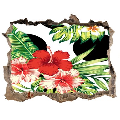 3D díra na zeď Havajské kvety