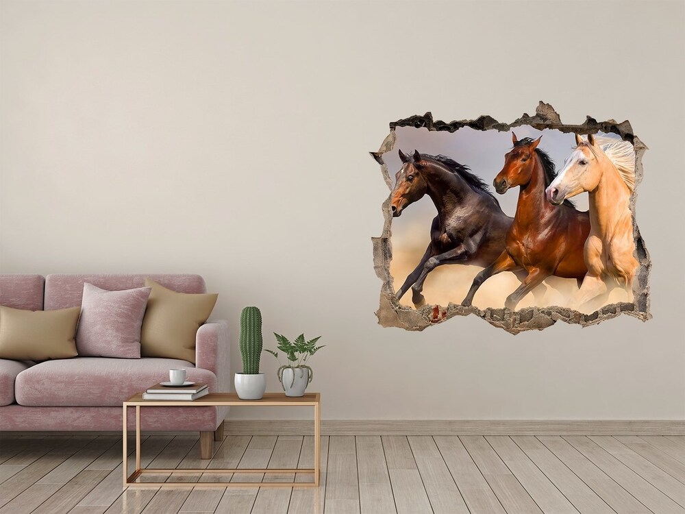 Díra 3D foto tapeta nálepka Cválajúca kone