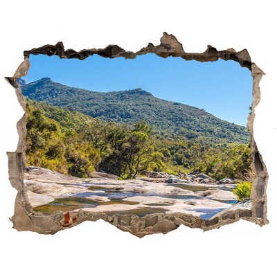 Nálepka fototapeta 3D na zeď Horská krajina za dierou v stene