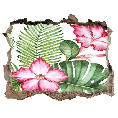 3D díra na zeď Tropické kvety