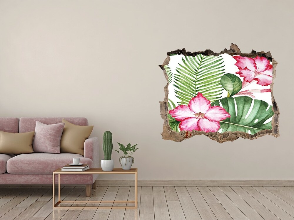 3D díra na zeď Tropické kvety