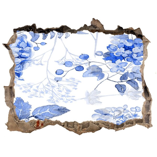 3D díra nálepka Pohľad na kvet cez dieru v stene