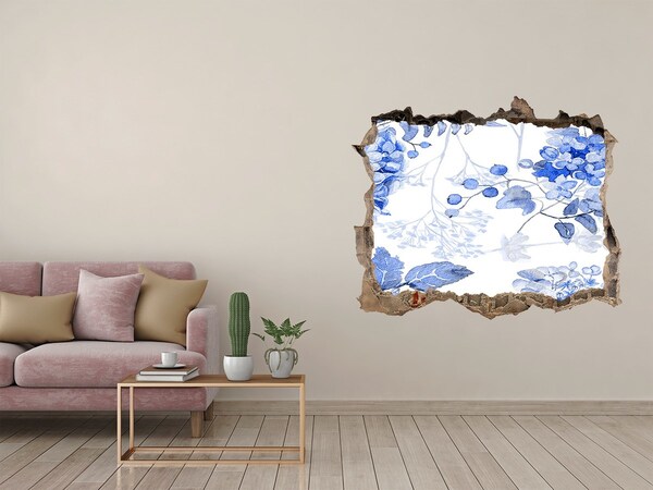 3D díra nálepka Pohľad na kvet cez dieru v stene