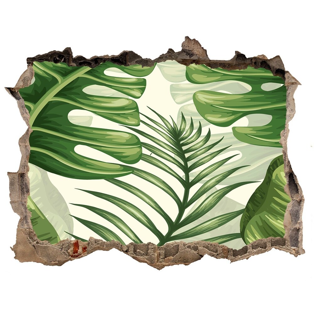 Nálepka 3D díra Tropické listy
