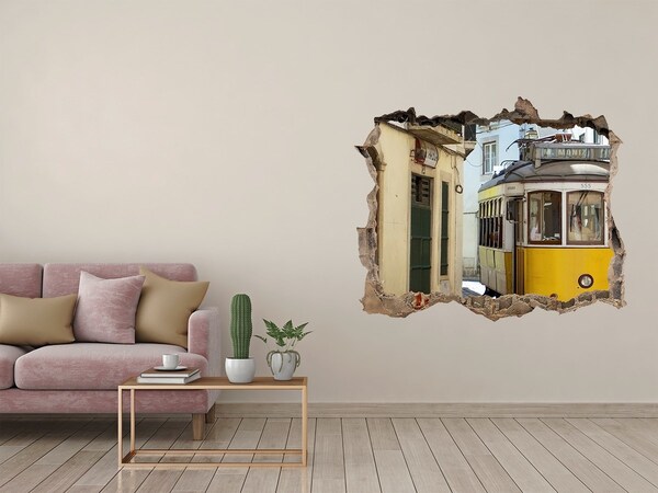 Samolepící nálepka Žltá električka v úzkej ulici