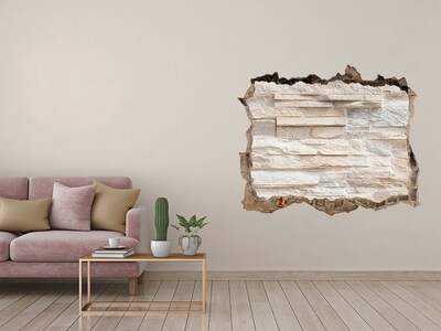 Nálepka 3D díra samolepící Poškodená stena s kamennou povrchovou úpravou