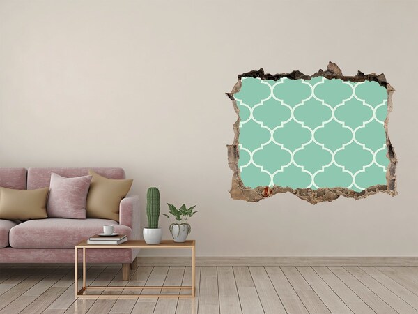 Fototapeta díra na zeď 3D Zelená mozaika na pozadí poškodenej steny