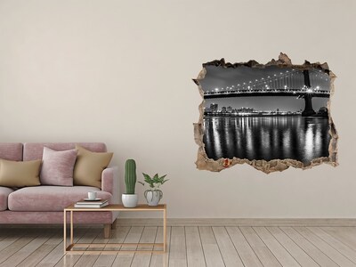 Fotoobraz díra na stěnu Manhattanský most v noci