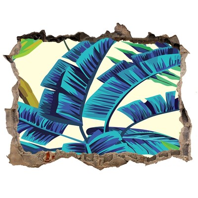 Nálepka 3D díra na zeď samolepící Tropické listy