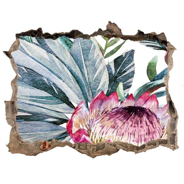 Fototapeta díra na zeď 3D Kvetinový raj medzi listami