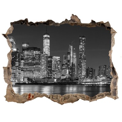 Díra 3D foto tapeta nálepka Manhattan v noci