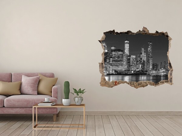 Díra 3D foto tapeta nálepka Manhattan v noci