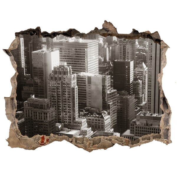 Fototapeta díra na zeď 3D Pohľad na mesto z diery v stene