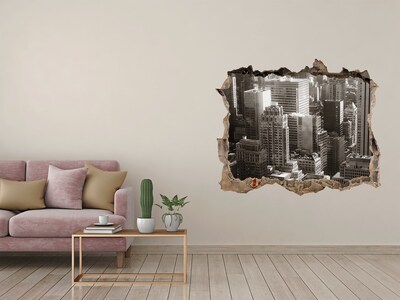 Fototapeta díra na zeď 3D Pohľad na mesto z diery v stene