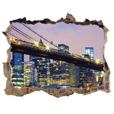 Nálepka 3D díra na zeď Brooklyn bridge