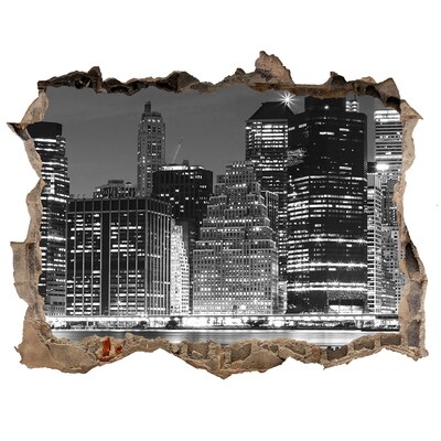 Díra 3D foto tapeta nálepka Manhattan v noci