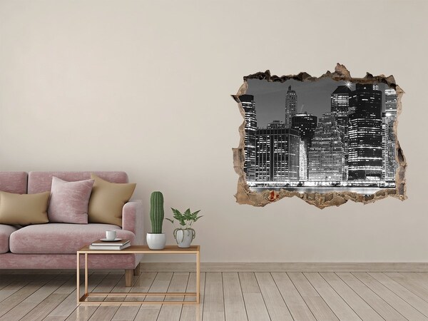 Díra 3D foto tapeta nálepka Manhattan v noci