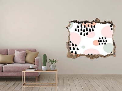 Fototapeta díra na zeď 3D Diera v stene s farebnými škvrnami