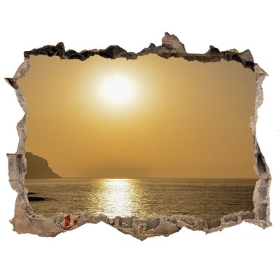 Nálepka 3D díra na zeď Sunset sea