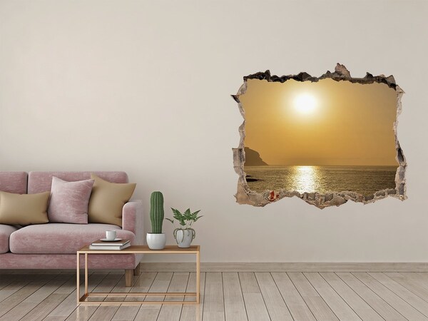 Nálepka 3D díra na zeď Sunset sea