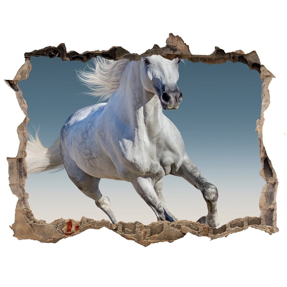 Fototapeta díra na zeď Biely kôň v trysku