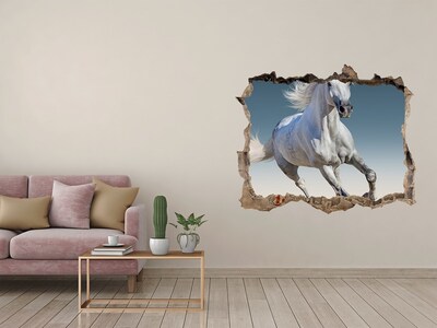 Fototapeta díra na zeď Biely kôň v trysku